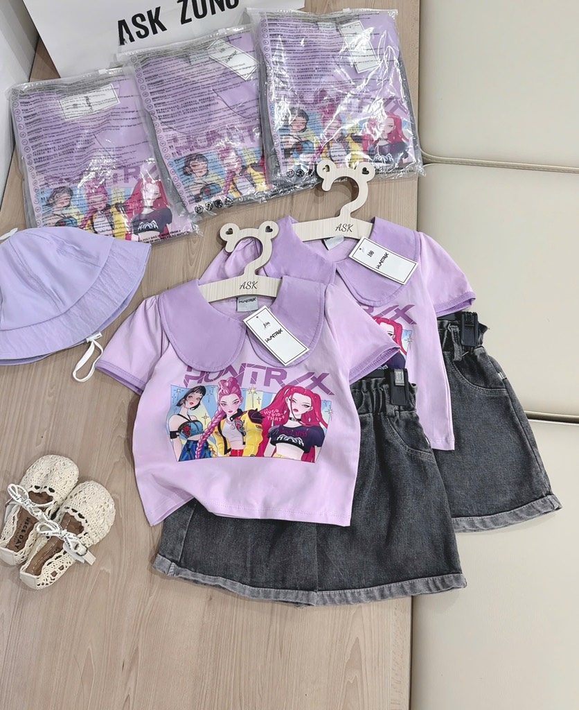 SET BỘ CỘC TÍM SOOC BÒ BÉ GÁI (KÈM MŨ +20k) SẴN