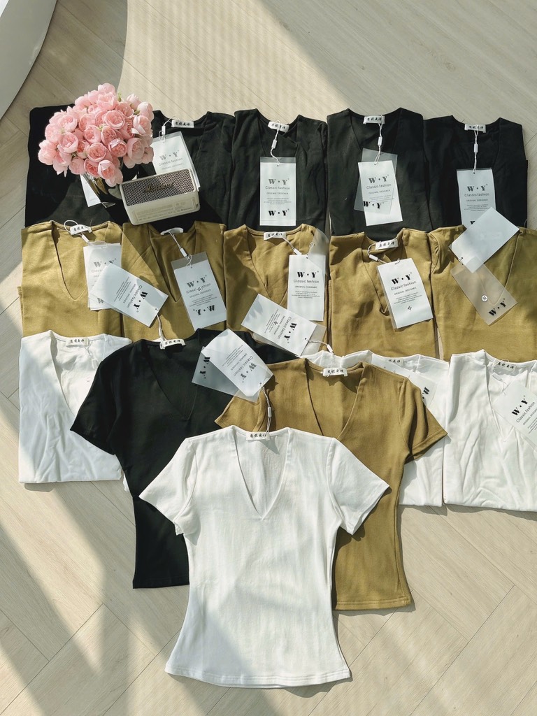 ÁO CỔ TIM TAY CỘC 3 MẦU NỮ SẴN (XẢ 39k)