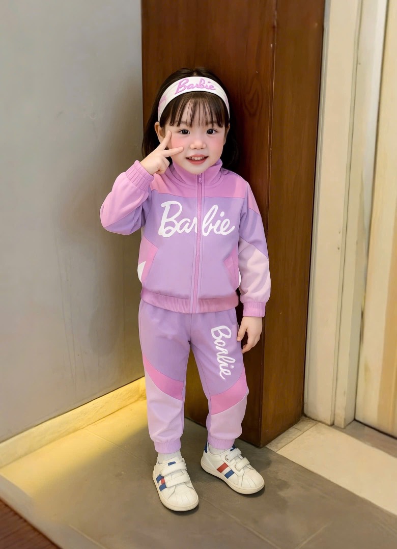 BỘ GIÓ DÀI BARBIE PHỐI TÍM HỒNG BÉ GÁI(SALE 90k)