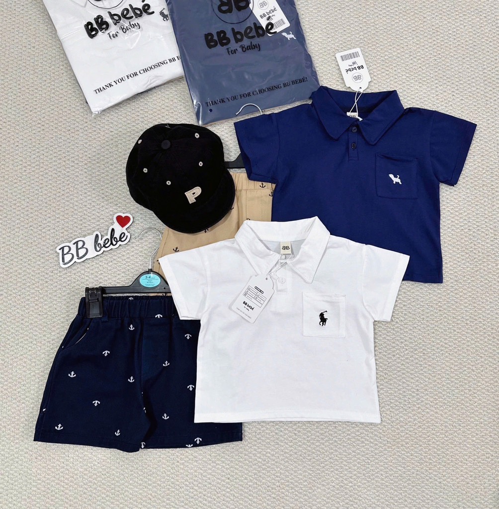 SET CỘC ÁO CỔ TRỤ QUẦN KAKI BÉ TRAI 2 MÀU