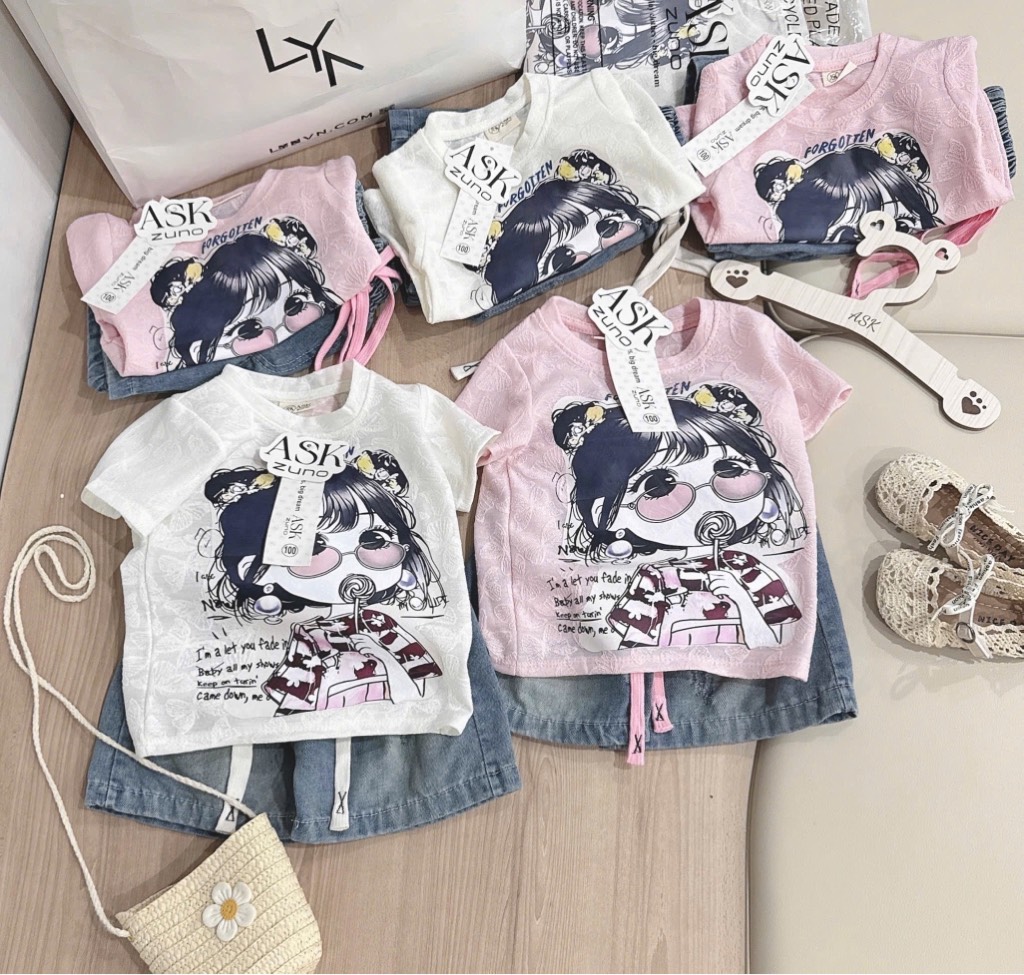 SET ÁO REN JEAN LỬNG BÉ GÁI (XẢ 69k)