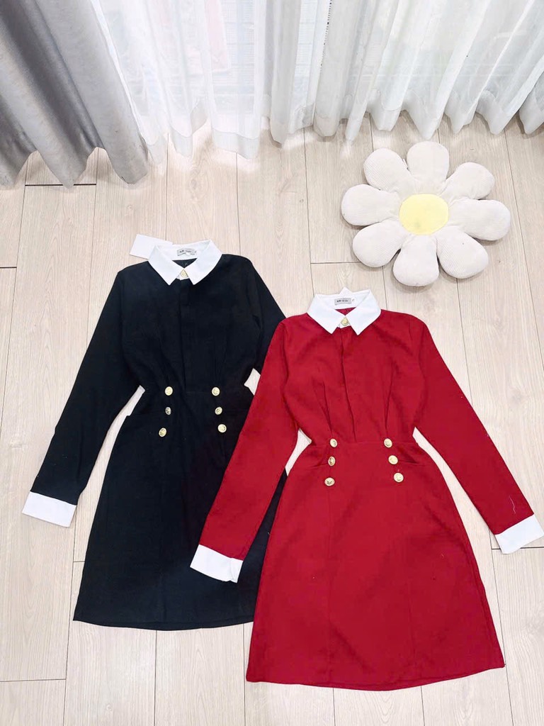 VÁY PHỐI CÚC ĐỒNG LY CHIẾT NỮ THU ĐÔNG SẴN (SALE 123K)