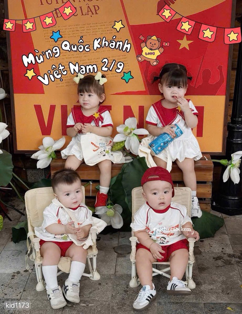 SET HOÀ HÌNH RỰC RỠ ĐỎ TRẮNG BÉ TRAI BÉ GÁI