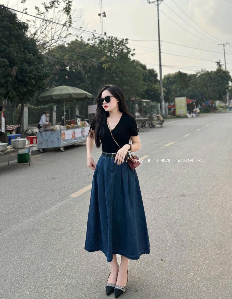 VÁY BÒ NỮ DÁNG DÀI