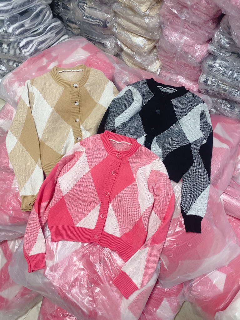 ÁO LEN CARDIGAN TRÁM HỒNG - BE - ĐEN ( XẢ 79k)