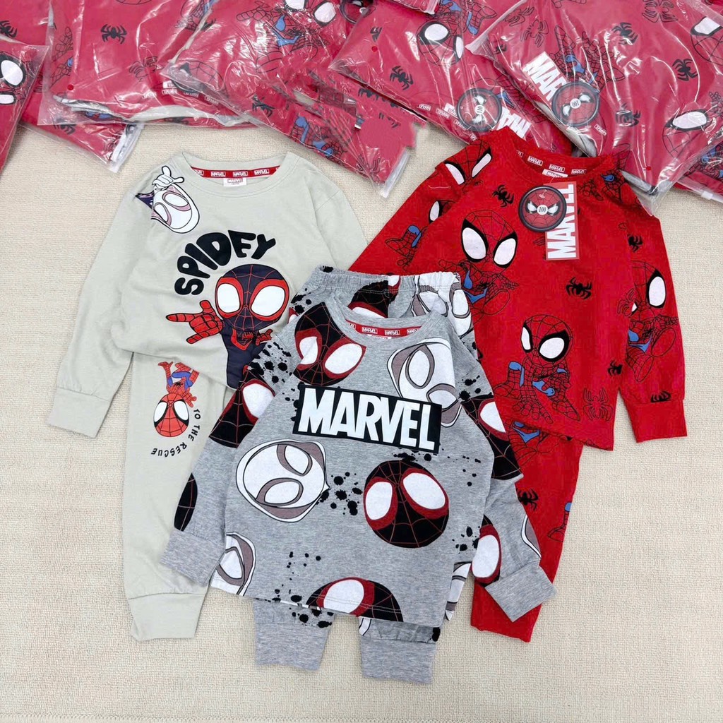 BỘ 3 BỘ DÀI SPIDERMAN MARVEL TONE ĐỎ GHI BÉ TRAI