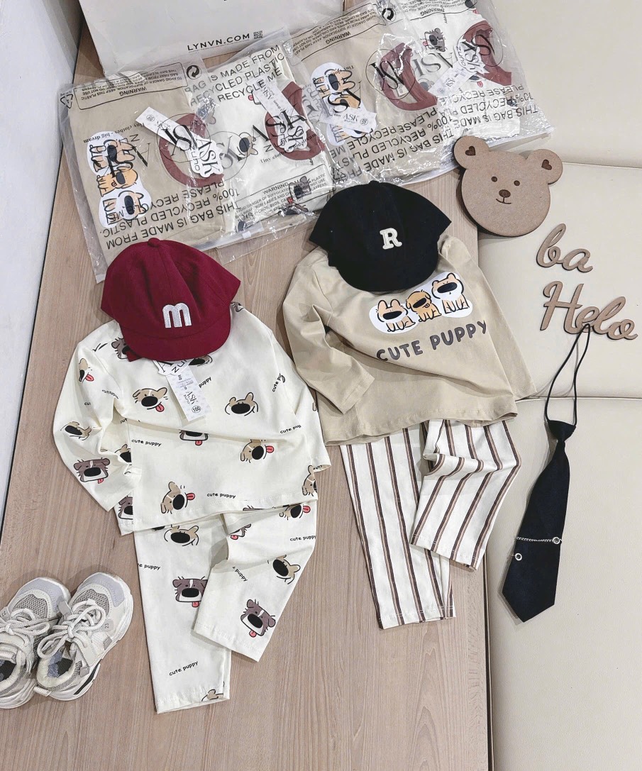 SET 2 BỘ DÀI COTTON CUTE PUPPY SIÊU CƯNG BÉ TRAI