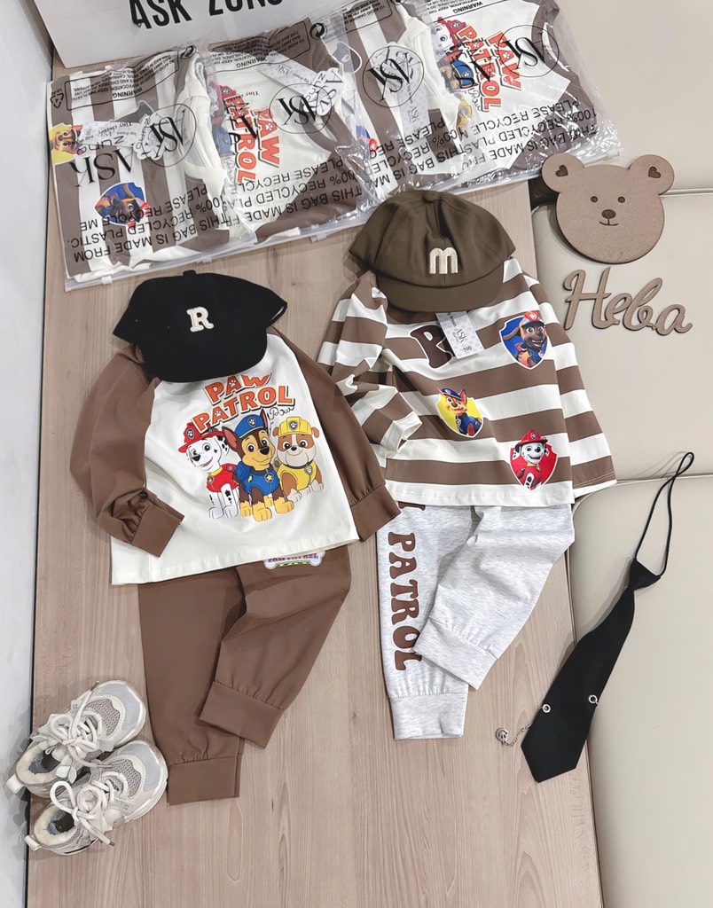SET 2 BỘ DÀI PAW PATRAL TONE NÂU KẺ BÉ TRAI