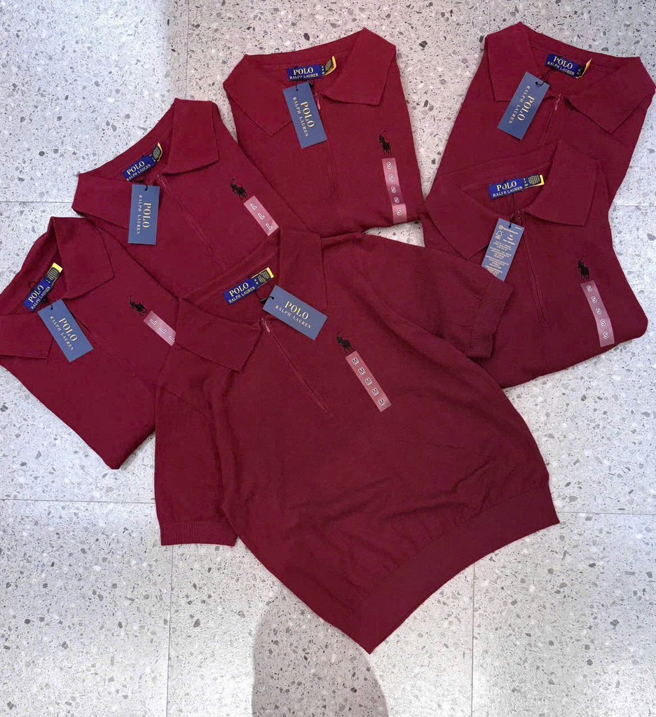 ÁO LEN CỔ POLO THÊU NGỰA MÀU ĐỎ ĐÔ NỮ SẴN