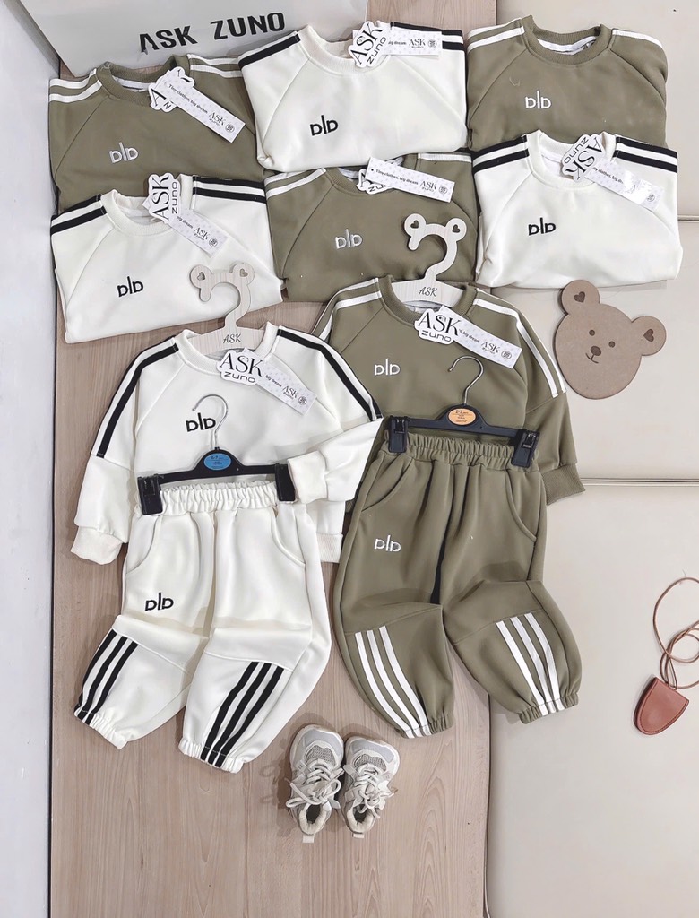 SET DÀI NỈ 3 SỌC HAI DA RÊU KEM BÉ TRAI SẴN