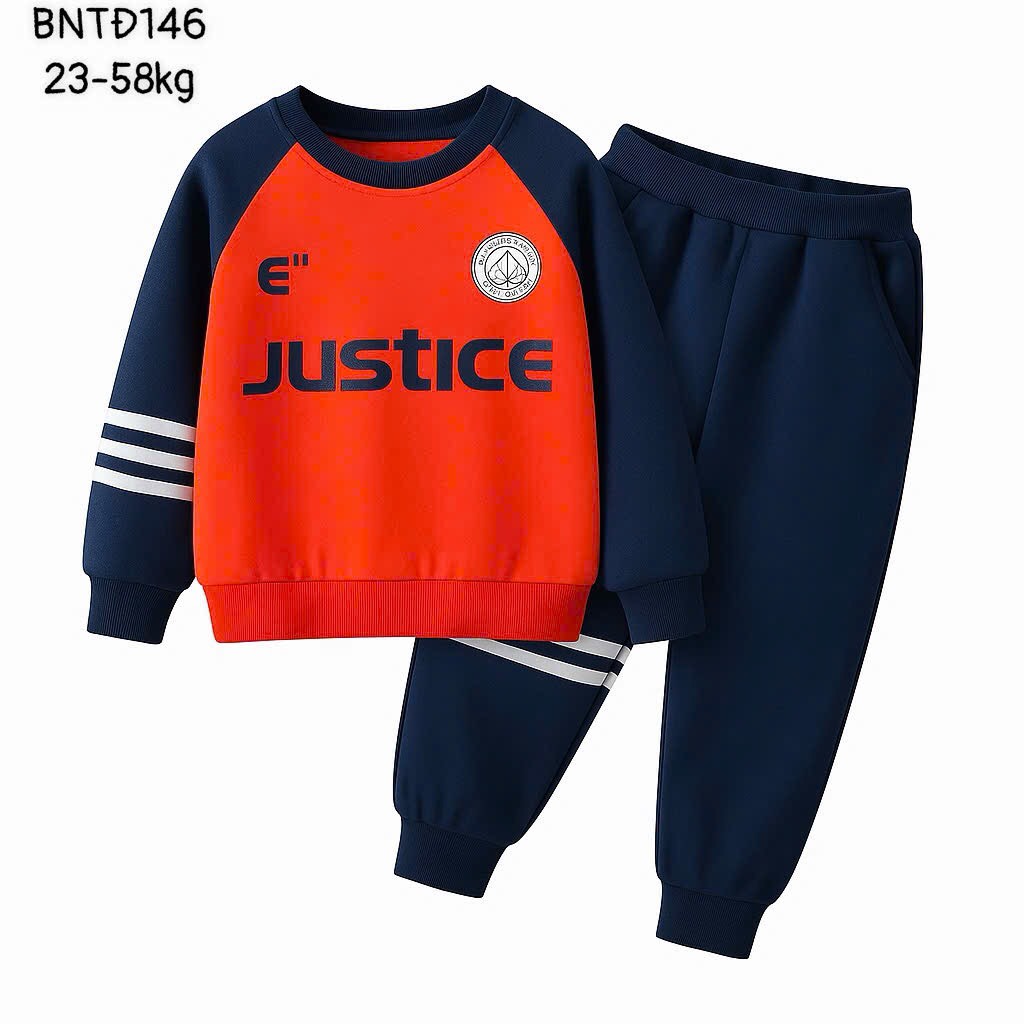 BỘ NỈ DÀI DA CÁ XUẤT PHỐI MÀU JUSTICE MEAGER COURAGE SIZE ĐẠI BÉ TRAI