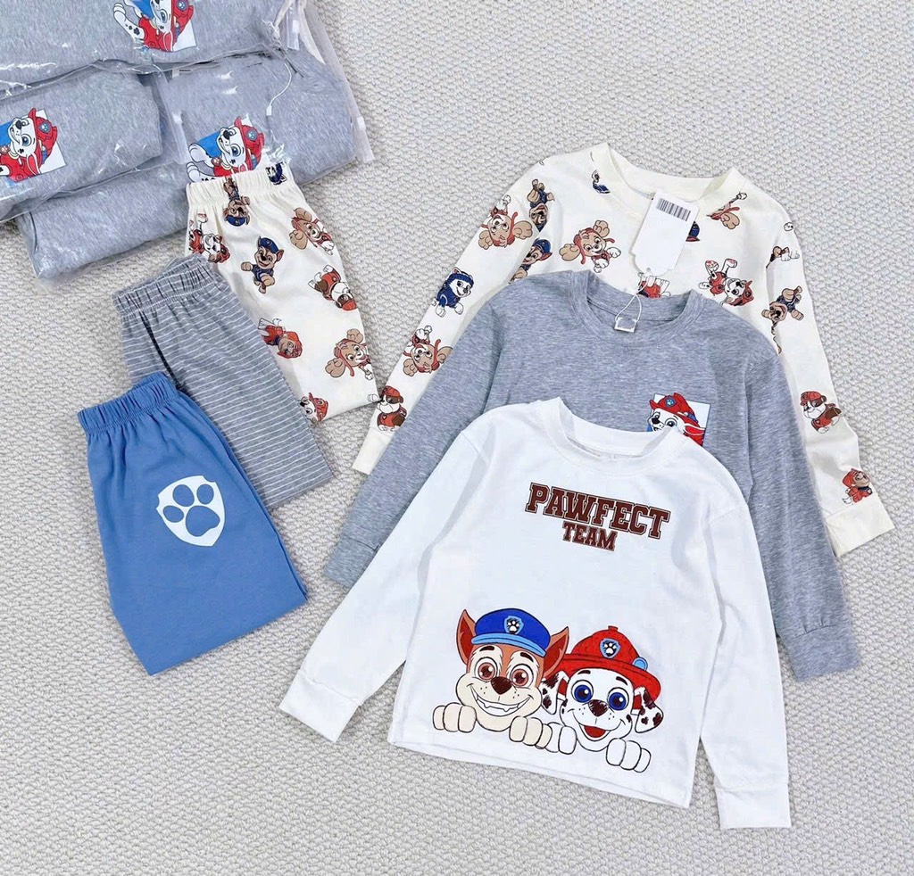 SET 3 BỘ DÀI PAW PATROL TRẮNG GHI BÉ TRAI