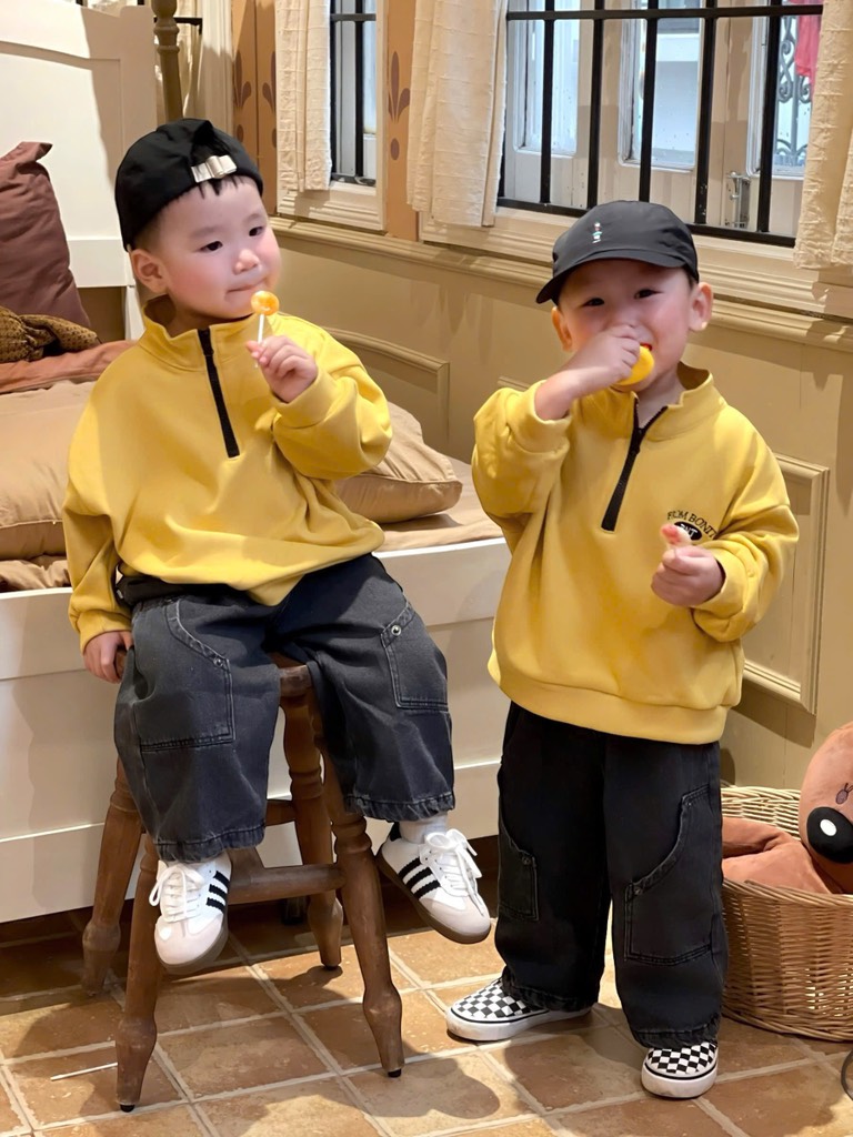 SET BỘ DÀI ÁO NỈ VÀNG QUẦN BÒ BÉ TRAI