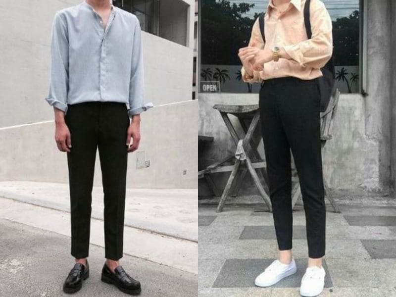 phối giày với quần tây đen nam