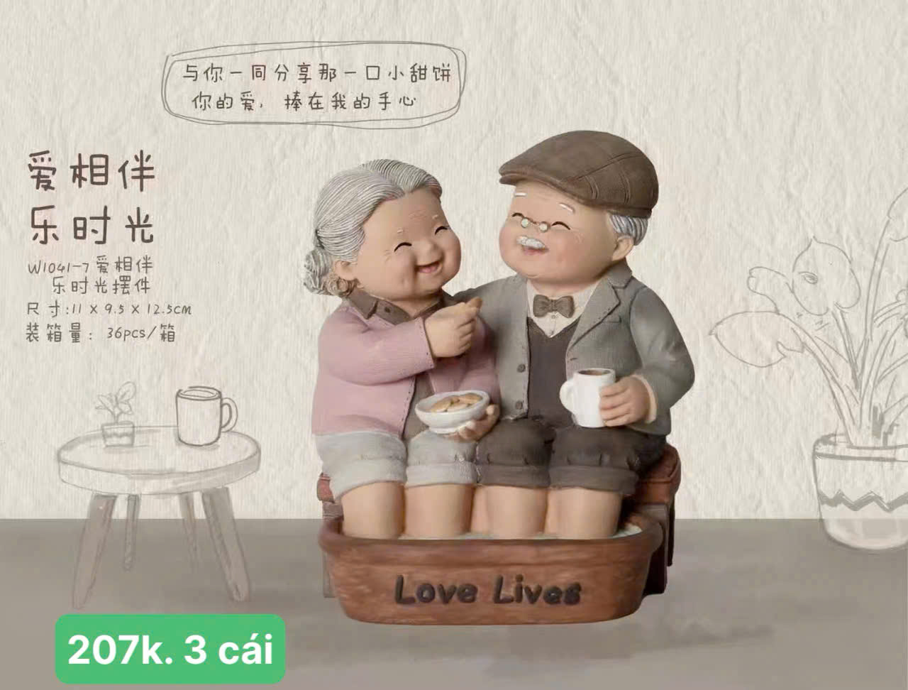 Tượng "Đồng hành tình yêu-Thời gian hạnh phúc với tình yêu" W1041-7