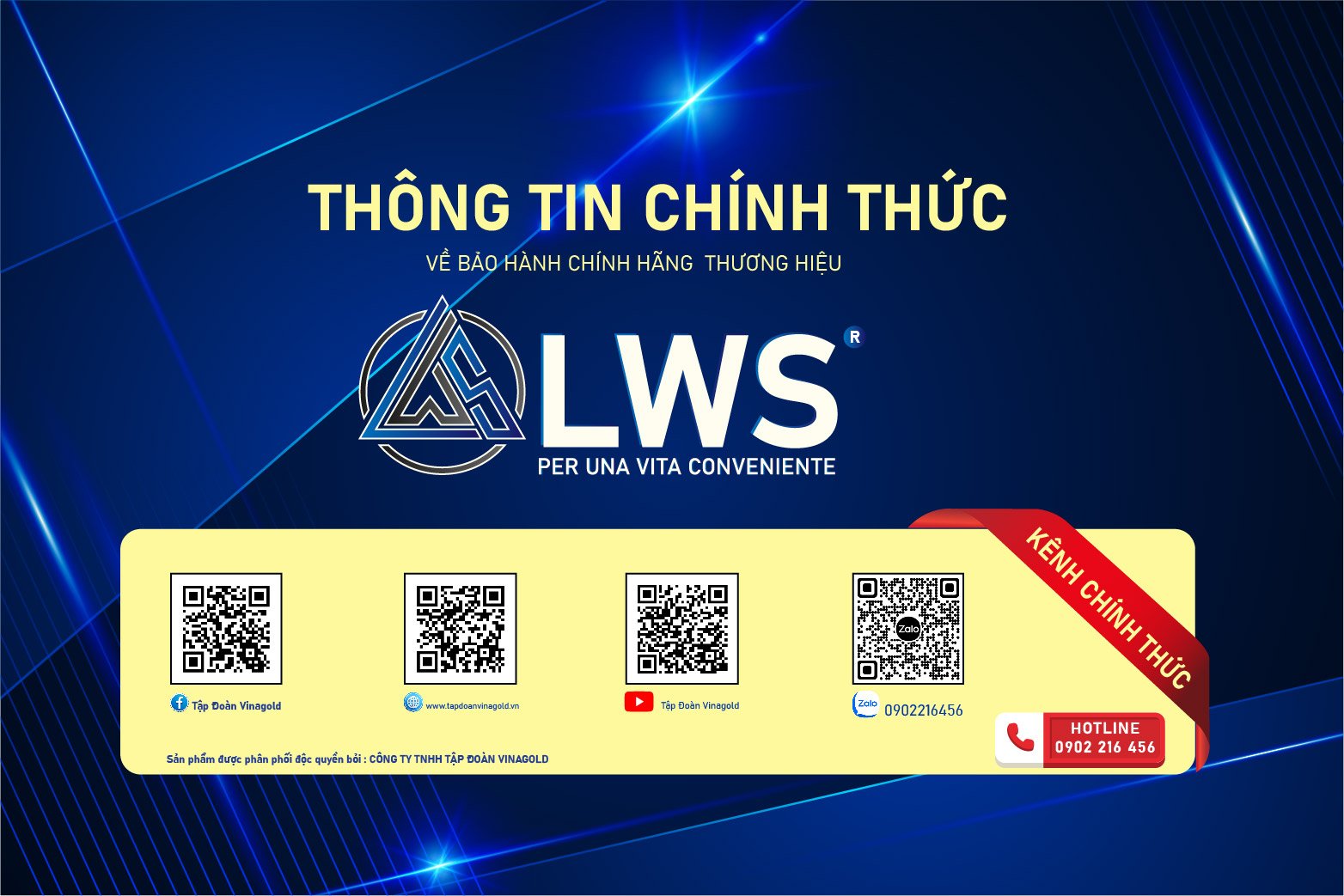 THÔNG TIN  CHÍNH THỨC VỀ BẢO HÀNH CHÍNH HÃNG THƯƠNG HIỆU LWS  CỦA TẬP ĐOÀN VINAGOLD