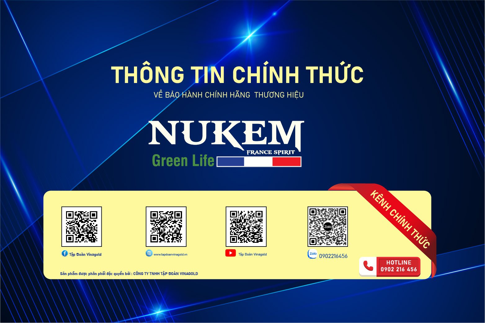 THÔNG TIN  CHÍNH THỨC VỀ BẢO HÀNH CHÍNH HÃNG  THƯƠNG HIỆU NUKEM CỦA TẬP ĐOÀN VINAGOLD
