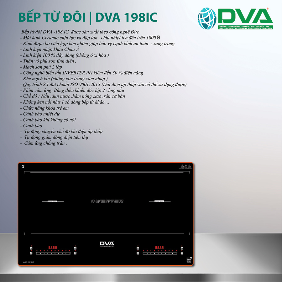 BẾP TỪ ĐÔI DVA 198IC