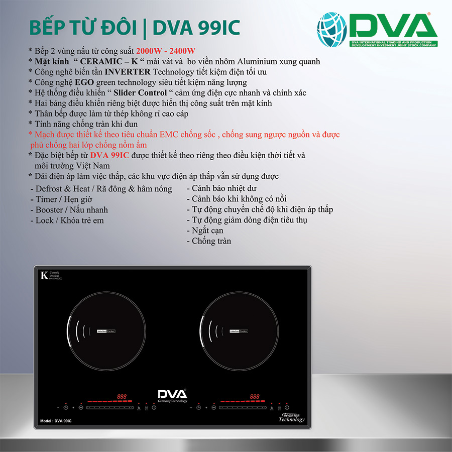 BẾP TỪ ĐÔI DVA 99IC