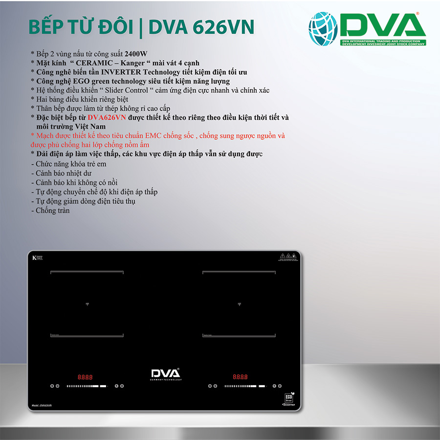 BẾP TỪ ĐÔI DVA 626VN