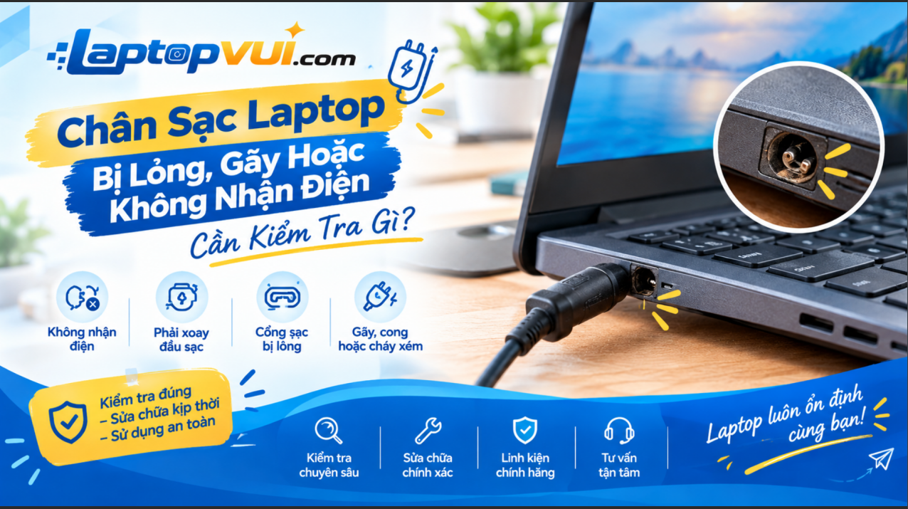 Chân Sạc Laptop Bị Lỏng, Gãy Hoặc Không Nhận Điện: Cần Kiểm Tra Gì?