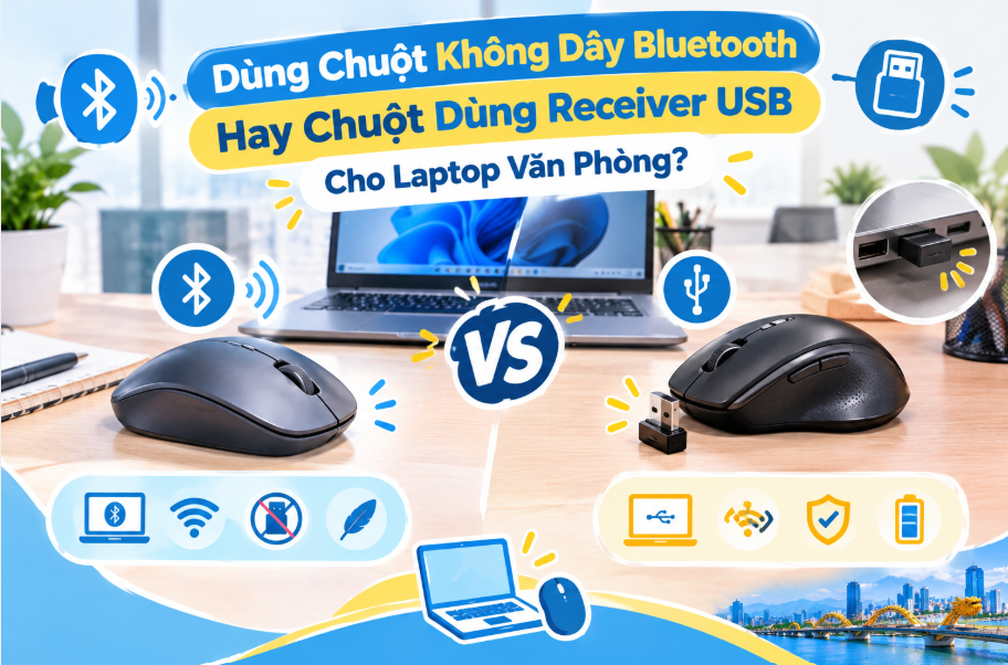 Dùng Chuột Không Dây Bluetooth Hay Chuột Dùng Receiver USB Cho Laptop Văn Phòng?