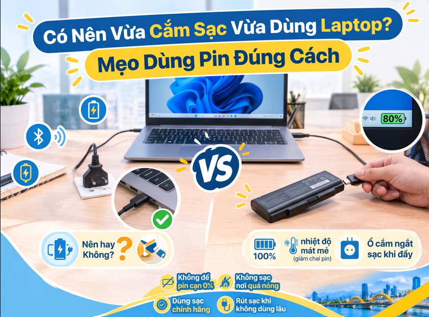 Có Nên Vừa Cắm Sạc Vừa Dùng Laptop? Mẹo Dùng Pin Đúng Cách