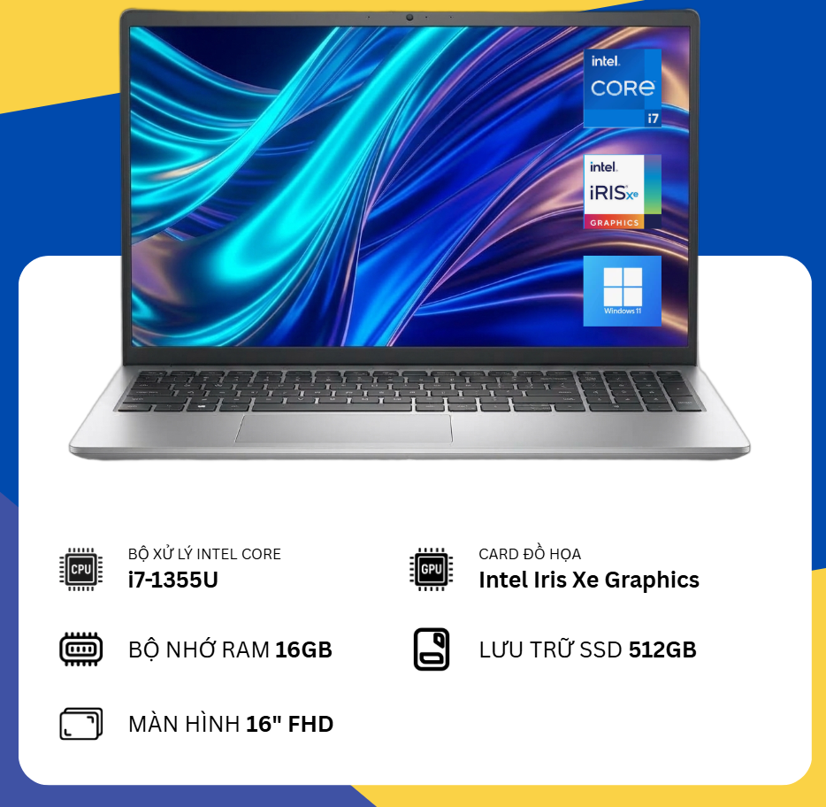 Dell15 DC 15250 (i7-1355U/16GB RAM/SSD 512GB/15.6" FHD) New Fullbox