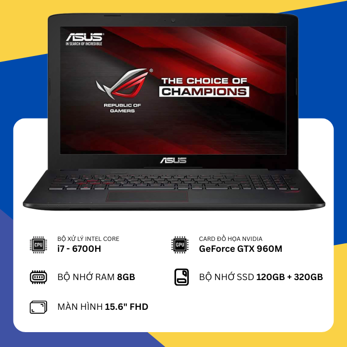 Asus ROG GL552V (i7-6700HQ/8GB RAM/SSD 120GB + 320GB/GeForce GTX 960M/15.6" FHD)