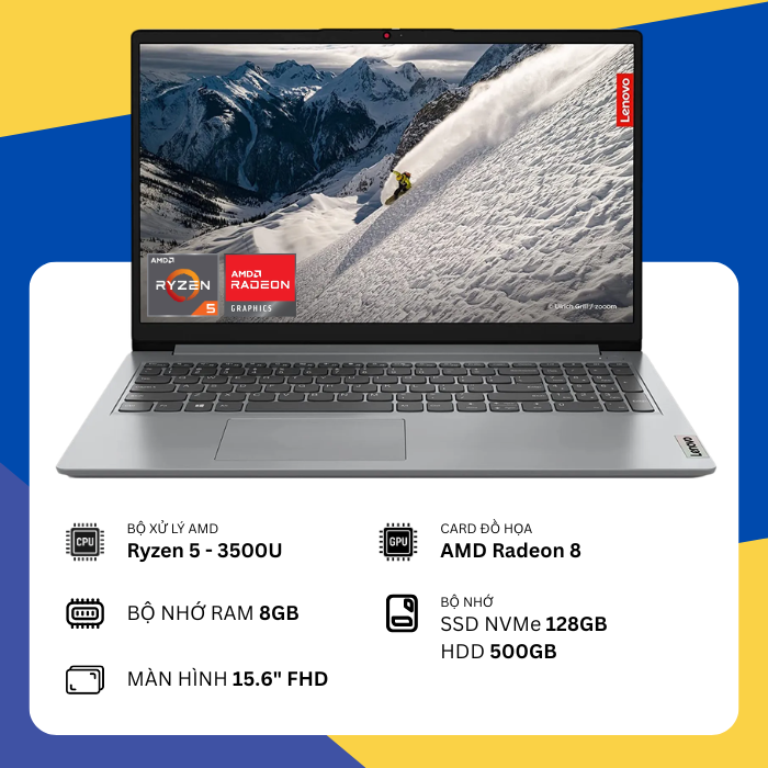 Lenovo IdeaPad S145-15API (Ryzen 5 - 3500U/8GB RAM/SSD 128GB+HDD 500GB/15.6" FHD)