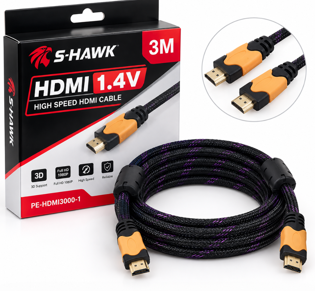 Dây Cáp HDMI 1.4V- Dài 3M Bọc Dù S-HAWK (No Box)