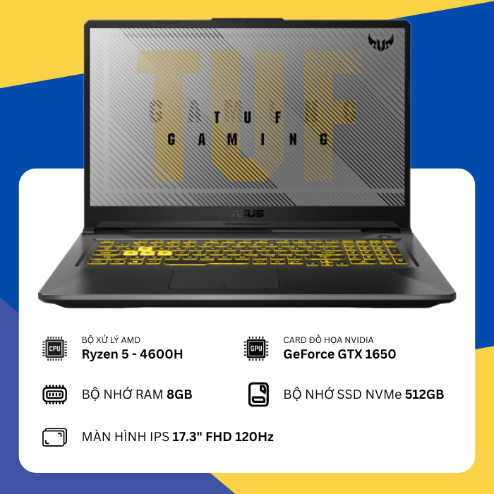 Asus TUF Gaming A17 FA706II (Ryzen 5-4600H/8GB RAM/SSD 512GB/GTX 1650/17.3" FHD)