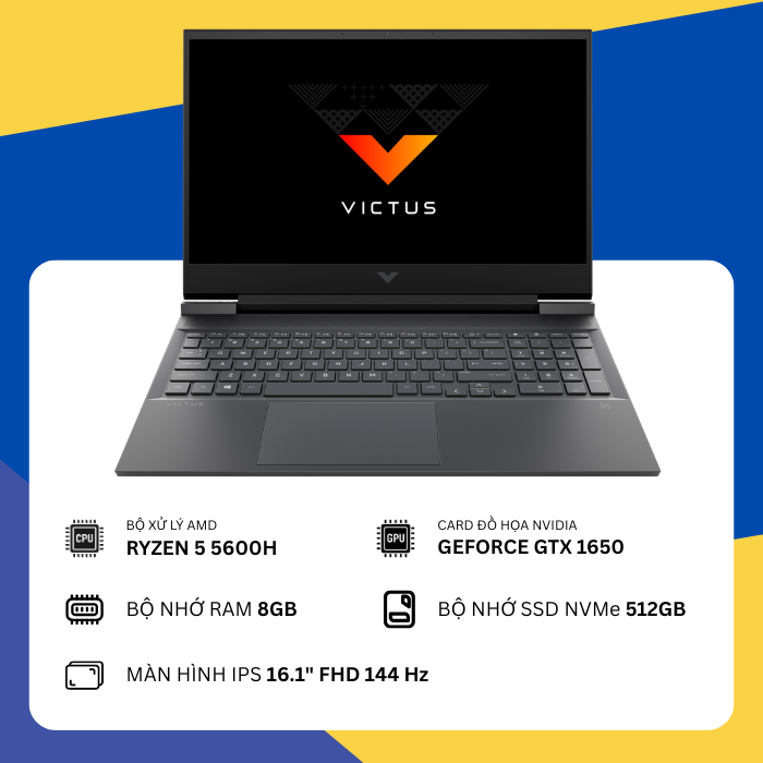 HP Gaming VICTUS 16 e0177AX (Ryzen 5-5600H\8GB RAM\SSD 512GB\GeForce GTX 1650\16.1" FHD 144Hz)
