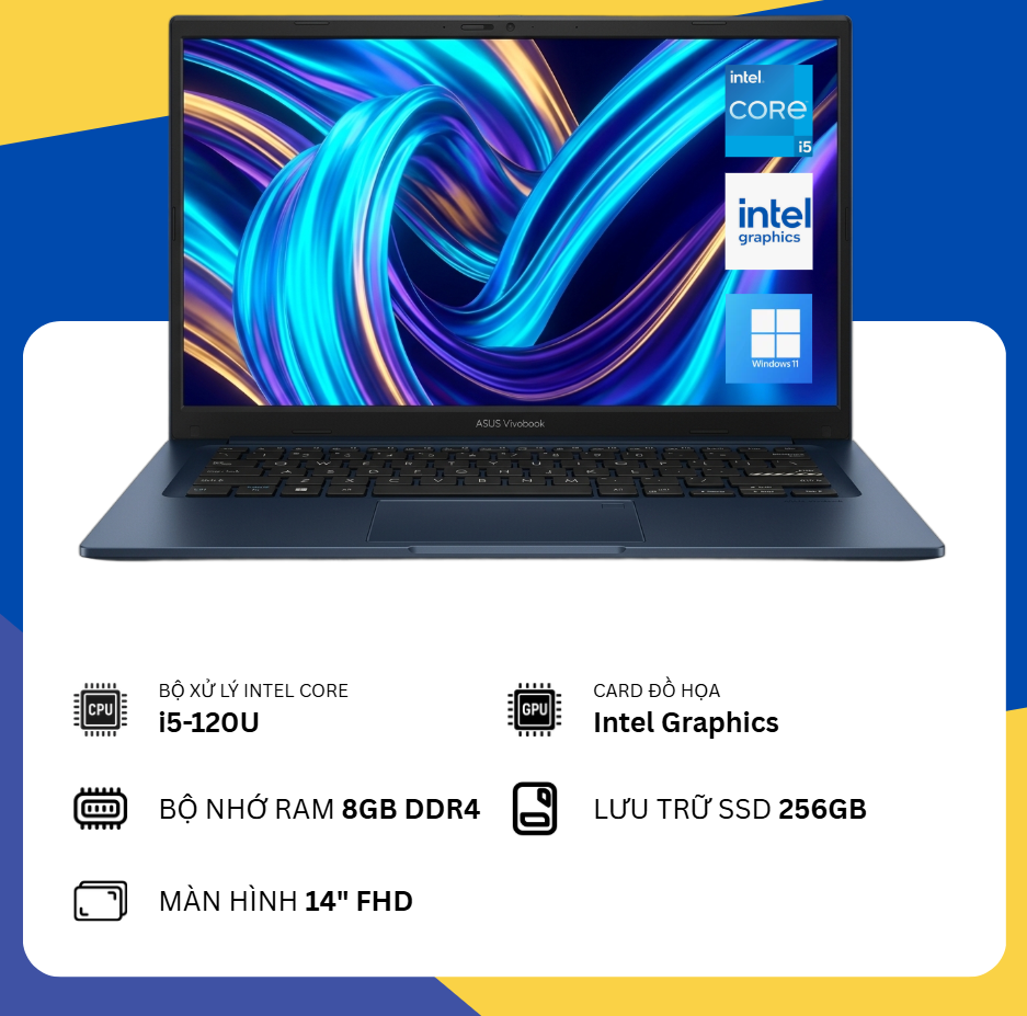Asus VivoBook X1404V (i5-120U/8GB RAM/SSD 256GB/14" FHD) New Fullbox
