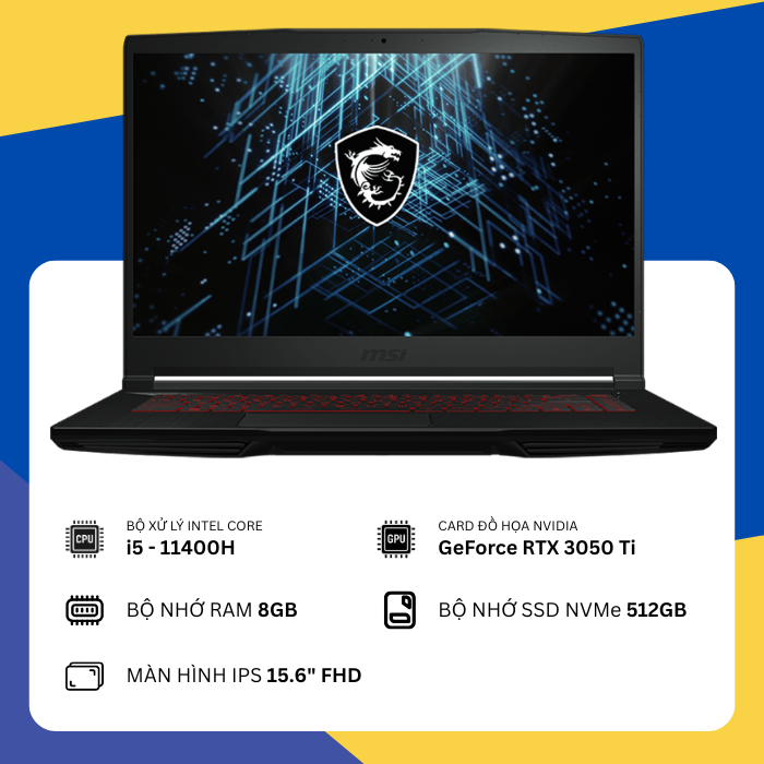 MSI Gaming GF63 Thin 11UD (i5-11400H/8GB RAM/SSD 512GB/RTX 3050 Ti/15.6" FHD)
