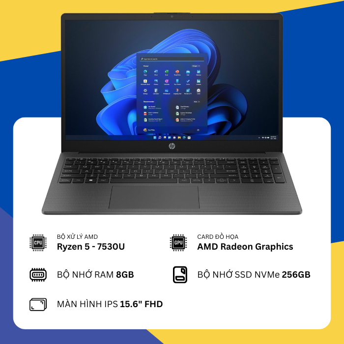 HP 255 G10 (Ryzen 5 - 7530U/8GB RAM/SSD 256GB/15.6" FHD)
