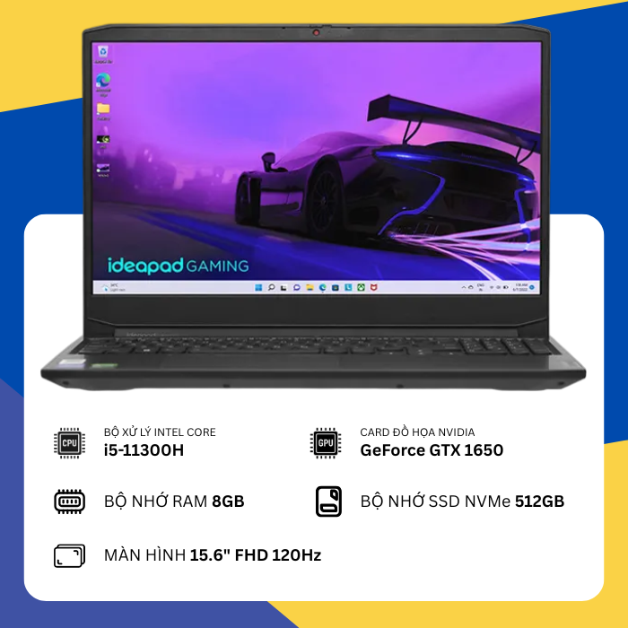 Lenovo IdeaPad Gaming 3 15IHU6 (i5-11300H/8GB RAM/SSD 512GB/GTX 1650/15.6" FHD 120Hz)
