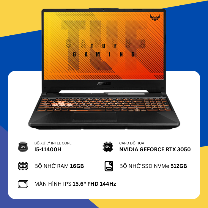ASUS TUF Gaming F15 FX506HC (i5-11400H/16GB RAM/SSD 512GB/NVIDIA GeForce RTX 3050/15.6" FHD 144Hz)