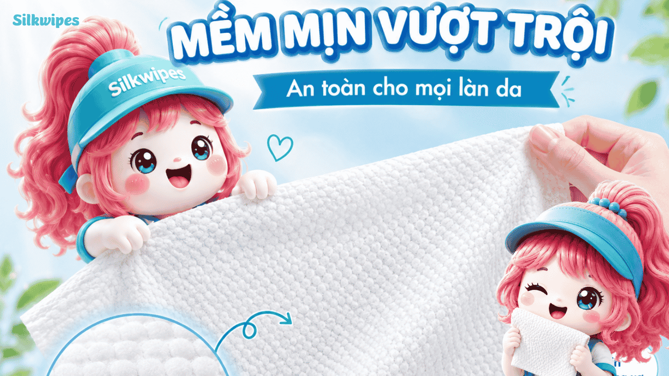 Khăn mặt khô Viscose mang lại trải nghiệm làm sạch tinh tế, không xơ vải.