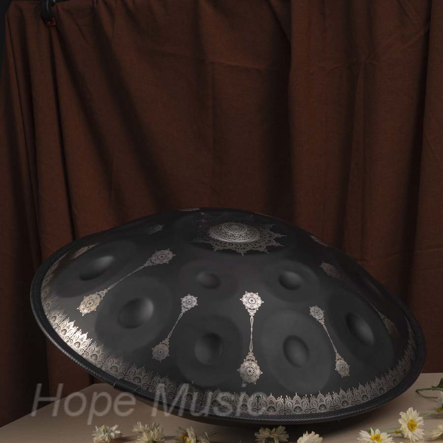 Hang Drum 12 Nốt Màu Đen Mandala