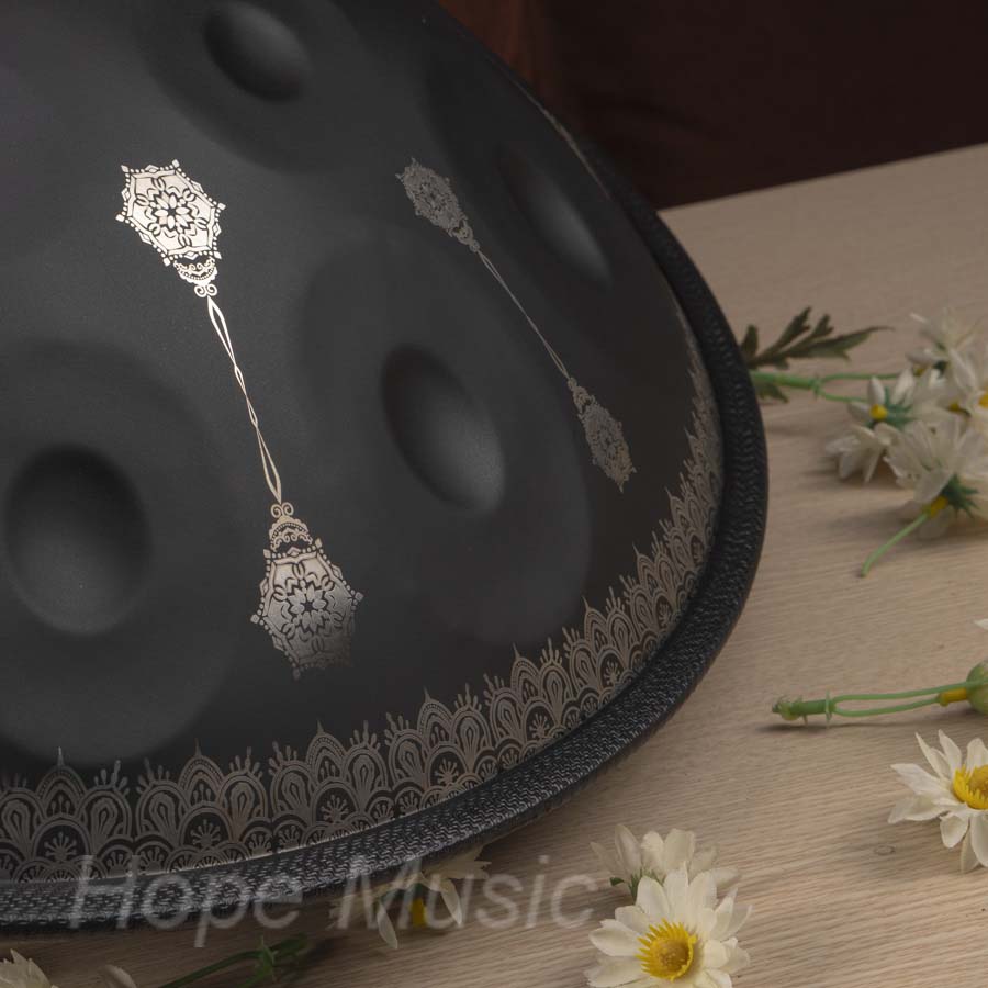 Hang Drum 12 Nốt Màu Đen Mandala