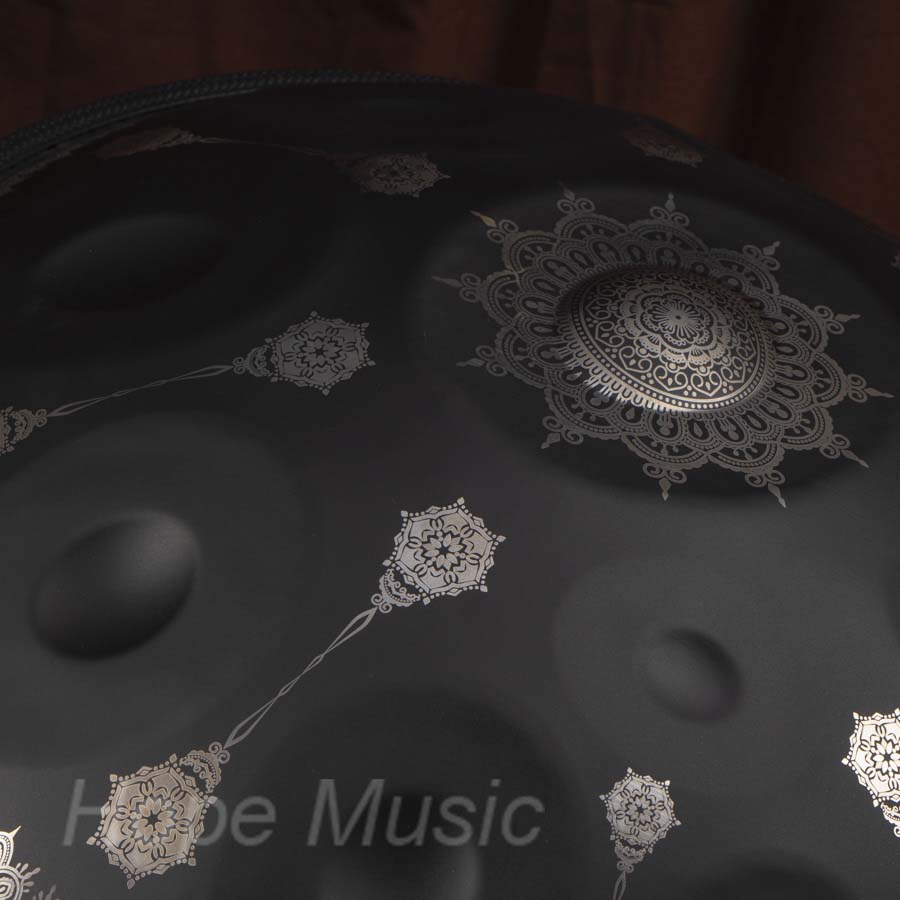 Hang Drum 12 Nốt Màu Đen Mandala
