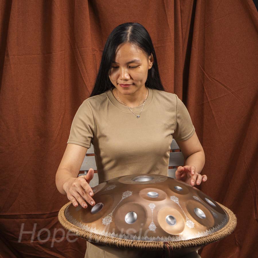 Hang Drum 14 Nốt Mandala Anca Màu Đồng Mắt Bạc