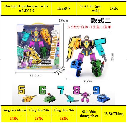 Đội hình Transformers số 5-9 mã 8337-9