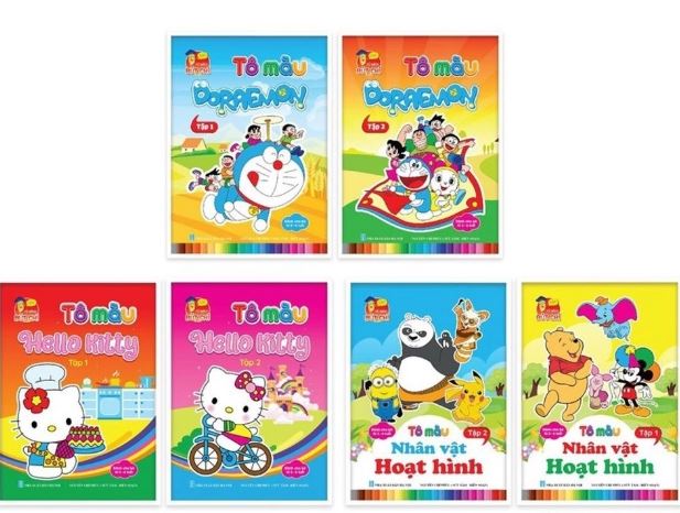 Bộ tô màu bé trai 10 cuốn (Siêu nhân, nhân vật hoạt hình, doremon)