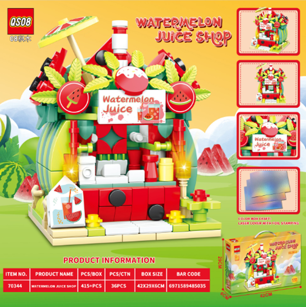 (Giá Đã bao gồm VAT) - Bộ xếp hình cửa hàng nước ếp dưa hấu 415pcs mã 70344