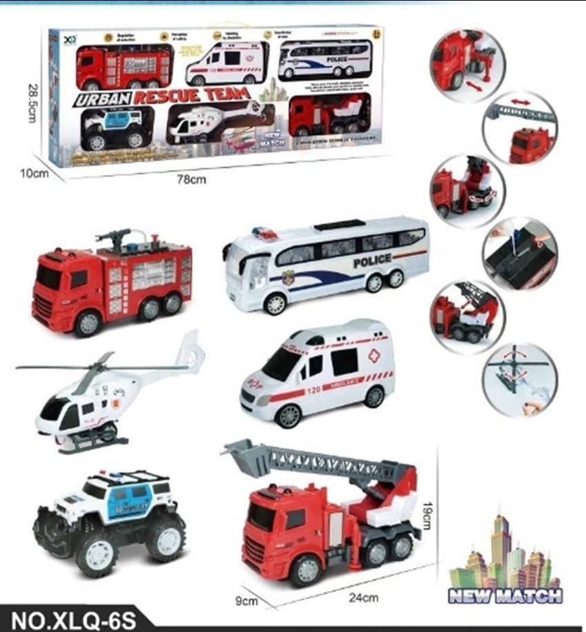 Set 6 xe Đội cứu hộ XLQ-6S (12 Bộ/thùng)