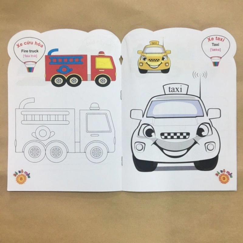 Bộ tô màu hình các con thú , nội dung theo các chủ đề khác nhau, set 8 cuốn