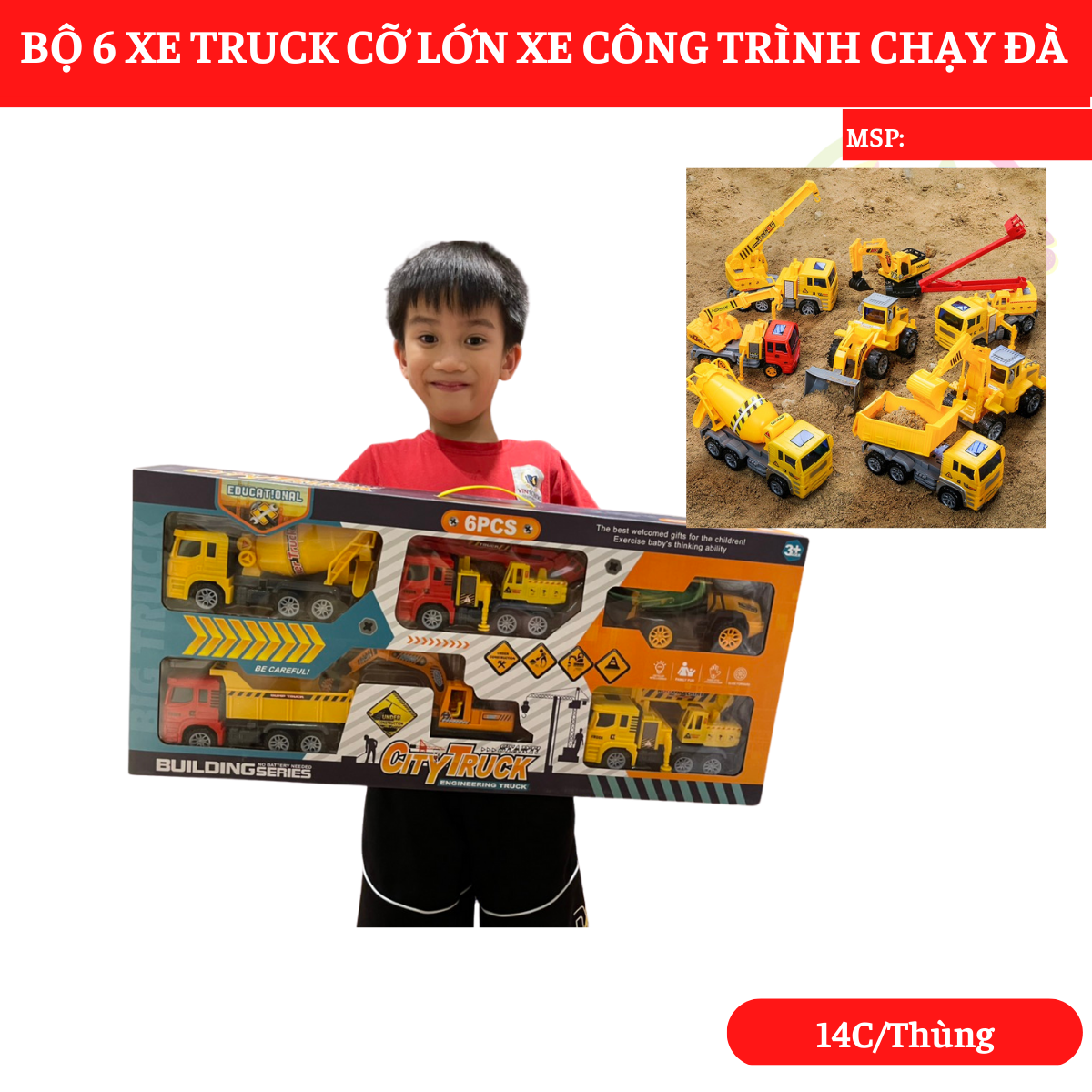 Xe vàng 909-3 or Xe vàng (Set 6 xe công trình vàng)