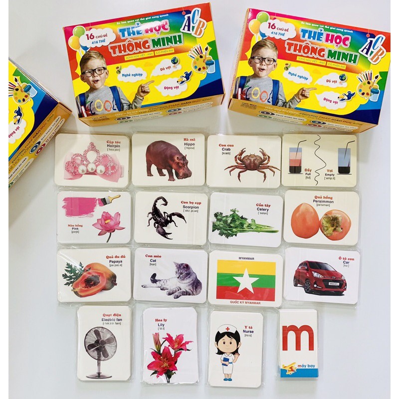 Thẻ học thông minh 16 chủ đề 416 thẻ bản mới